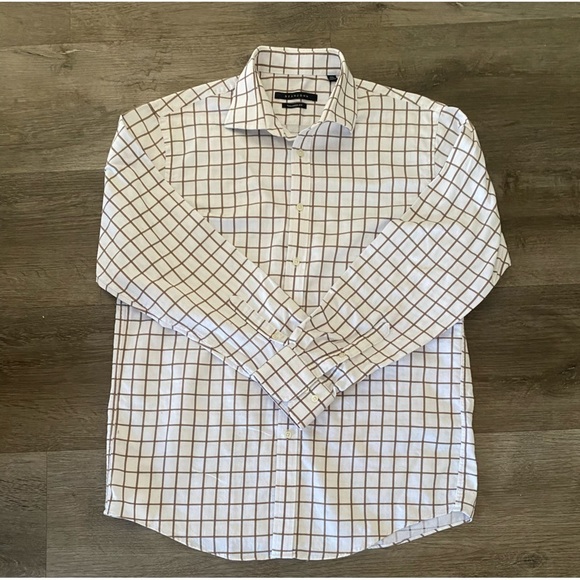 Sean John Other - Sean John Mens White AndTan Mens Button-down Shirt.
